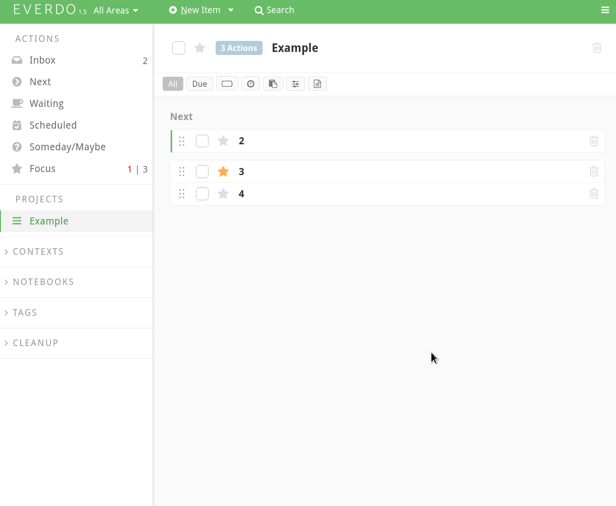 Edit project shortcut
